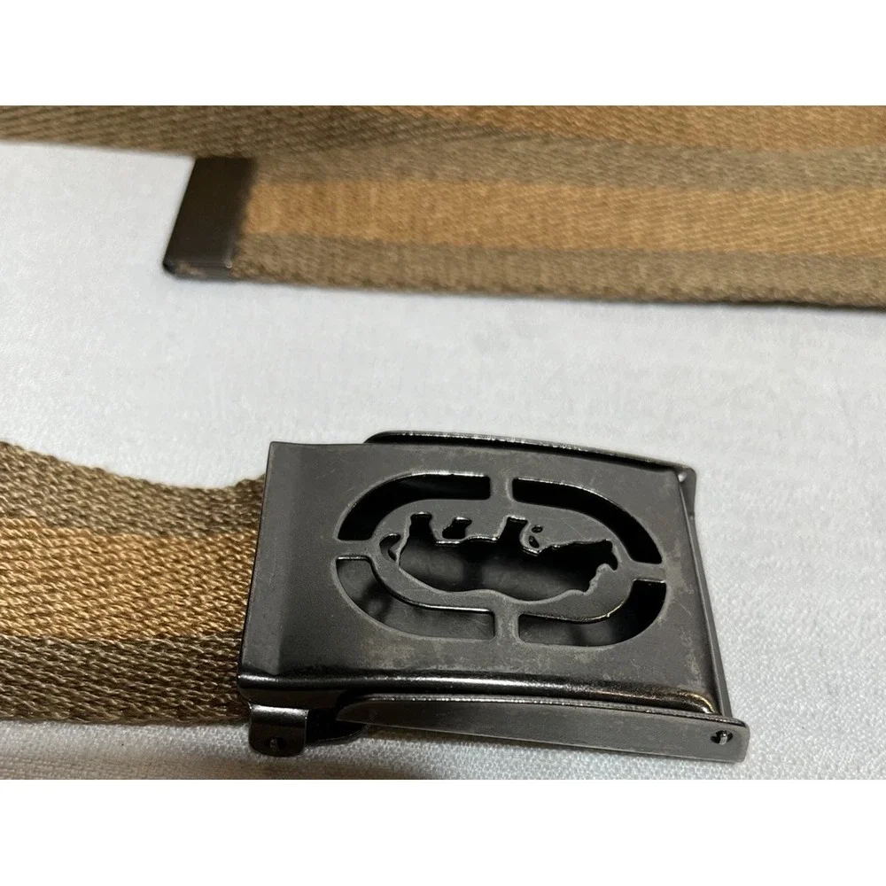 Ecko Unltd Clasp Belt Size 40 Brown Beige Stripe